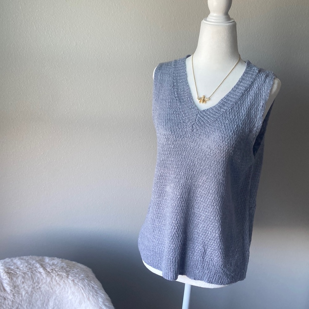 Soft knit top blue grey 💋